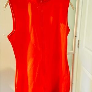 Vibrant Orange Zip Up Sleeveless Dress